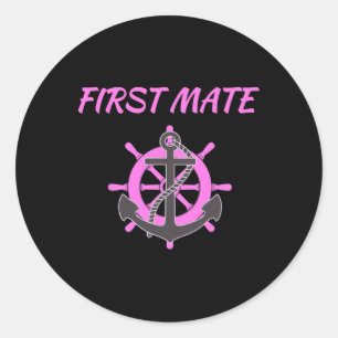 Sticker Rond Ancre nautique pour femmes de premier maté rose