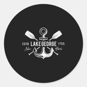 Sticker Rond Ancre nautique vintage croix rames Lake George Nou