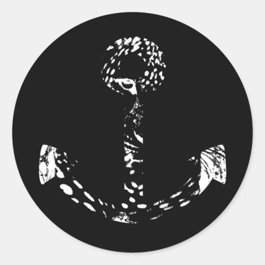 Sticker Rond Ancre noire et blanche Art 2 (Devant)