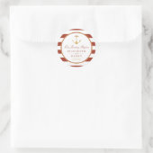 Sticker Rond Ancre or nautique, brique rouge et Mariage or (Sac)