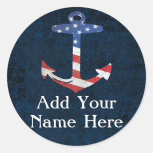 Sticker Rond Ancre patriotique faite sur commande de drapeau
