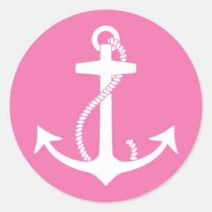 Sticker Rond Ancre rose
