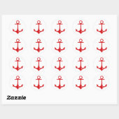 Sticker Rond Ancre rouge avec coeur (Feuille)