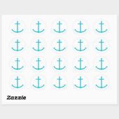 Sticker Rond Ancre Turquoise Nautique (Feuille)