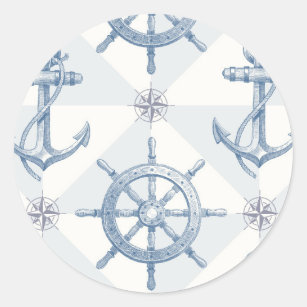 Sticker Rond Ancres et motif de roue de bateau