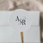 Sticker Rond ANDREA Moderne Minimaliste Simple Mariage Monogram<br><div class="desc">Ces autocollants minimalistes simples et modernes de monogramme mariage de la collection Andrea sont parfaits pour un mariage moderne. Le design classique et élégant est doté d'un monogramme élégant et audacieux en noir et blanc avec une atmosphère industrielle unique.</div>