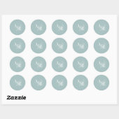 Sticker Rond ANDREA sarcelle bleu moderne simple monogramme de (Feuille)