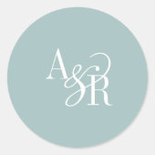 Sticker Rond ANDREA sarcelle bleu moderne simple monogramme de (Devant)