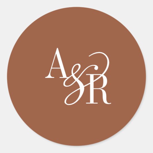 Sticker Rond ANDREA Terracotta Modern Simple Wedding Monogram (Devant)
