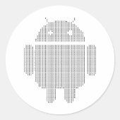 Sticker Rond Android—Ascii noir (Devant)