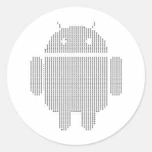 Sticker Rond Android—Ascii noir