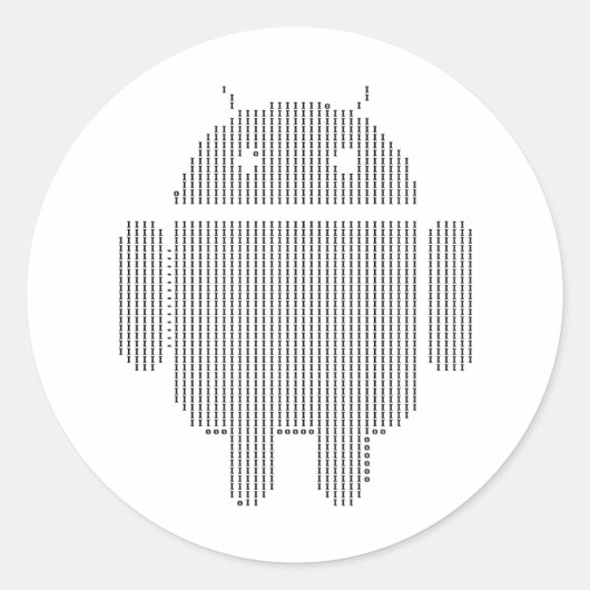 Sticker Rond Android—Ascii noir (Devant)