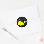 Sticker Rond Andy Whale Singletons_jaune, rose sur noir (Enveloppe)