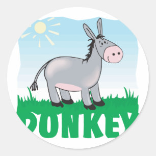 Sticker Rond Âne amical pour enfants