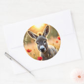 Sticker Rond Âne de campagne yeux curieux art paisible (Enveloppe)