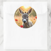 Sticker Rond Âne de campagne yeux curieux art paisible (Sac)