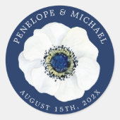 Sticker Rond Anémon de minuit | Enregistrer le Mariage de date (Devant)