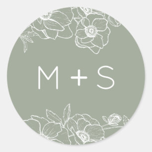 Sticker Rond Anemone Bouquet Mariage