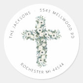 Sticker Rond Anémones et Eucalyptus Adresse croisée (Devant)