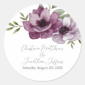 Sticker Rond Anémones romantiques aquarelle (Devant)