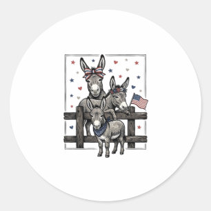 Sticker Rond Ânes patriotiques conception de chemise vintage 4