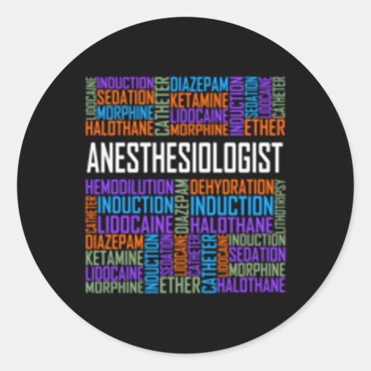 Sticker Rond Anesthésiologiste Mots Anesthésie Docteur (Devant)