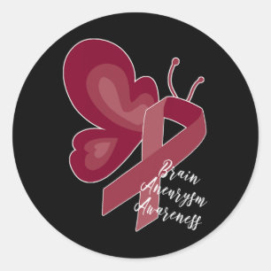 Sticker Rond Aneurysme Sensibilisation des survivants Burgundy