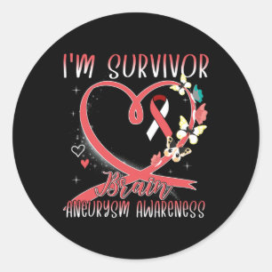 Sticker Rond Aneurysme Sensibilisation Je suis Survivor Heart R