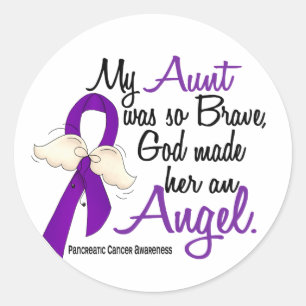 Sticker Rond Ange 2 Tante Cancer Pancréatique