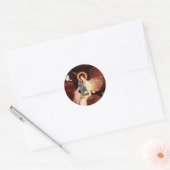 Sticker Rond Ange assis - chat bleu russe (Enveloppe)
