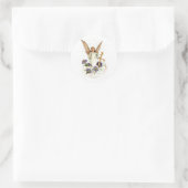 Sticker Rond Ange avec croix et fleurs de clématite (Sac)
