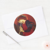 Sticker Rond Ange avec trompette, Burne Jones (Enveloppe)