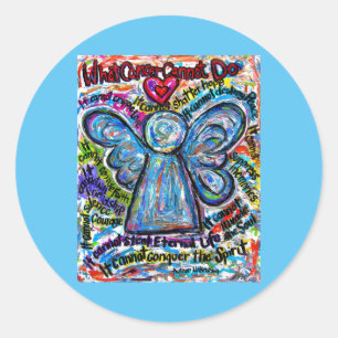 Sticker Rond Ange coloré Ce que le cancer ne peut pas faire Poè