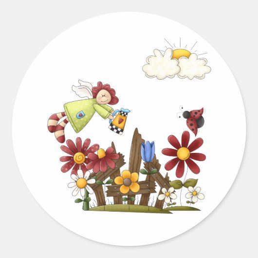 Sticker Rond Ange de jardin (Devant)