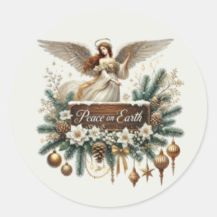 Sticker Rond Ange de la paix de Noël festif