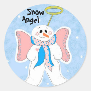 Sticker Rond Ange de neige
