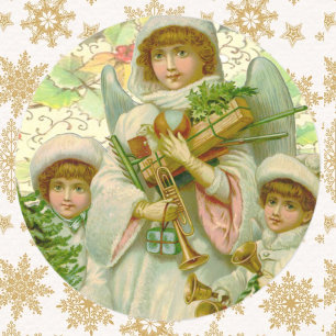 Sticker Rond Ange de Noël