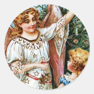 Sticker Rond Ange de Noël