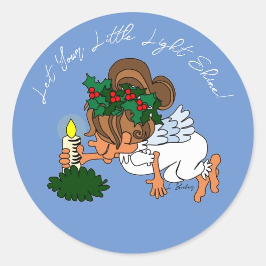 Sticker Rond Ange de Noël avec chandelle (Devant)