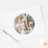 Sticker Rond Ange de Noël avec enfant (Enveloppe)
