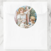 Sticker Rond Ange de Noël avec enfant (Sac)