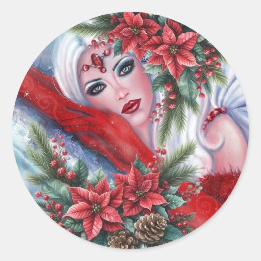 Sticker Rond ange de Noël d'hiver (Devant)