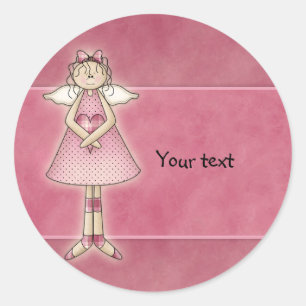 Sticker Rond Ange doux de pays avec le coeur