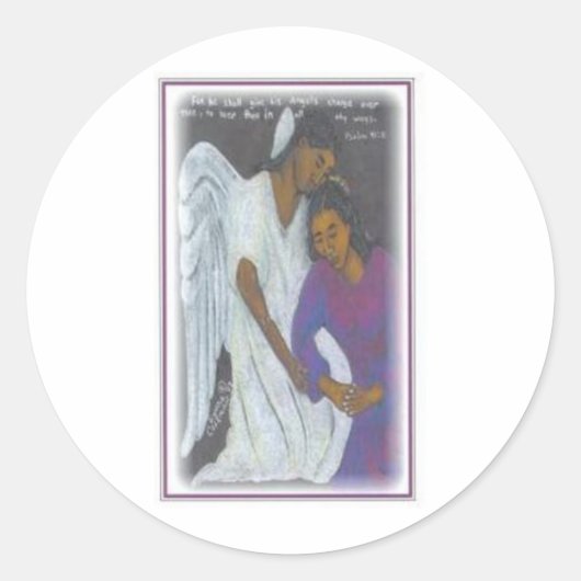 Sticker Rond Ange gardien (Devant)