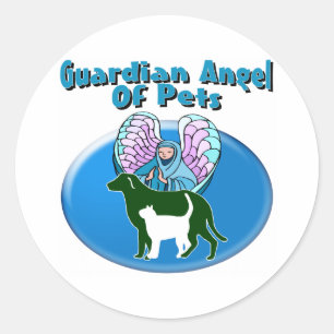 Sticker Rond Ange gardien des animaux familiers