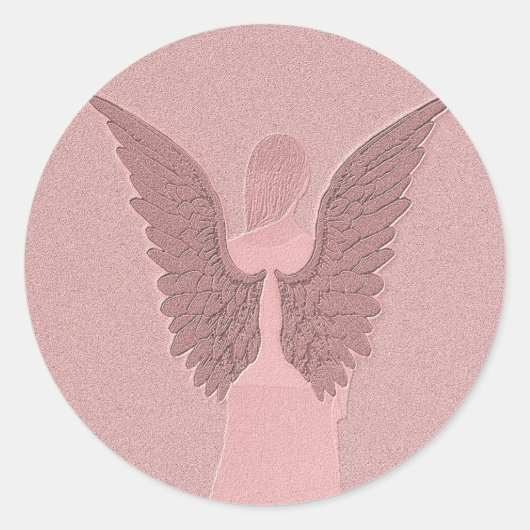 Sticker Rond Ange Gardien rose (Devant)