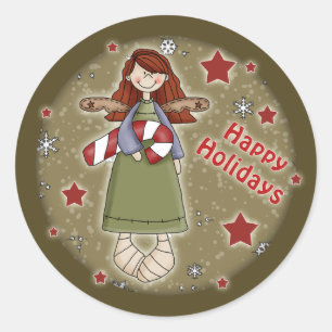 Sticker Rond Ange mignon de Noël avec du sucre de canne