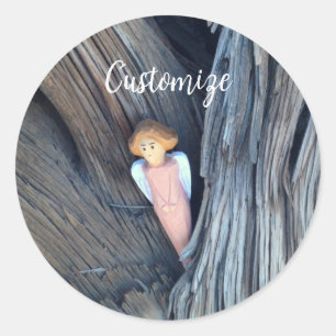 Sticker Rond Ange sculpté dans l'arbre Thunder Cove