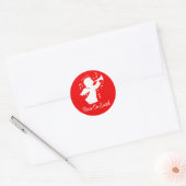Sticker Rond Ange soufflant une trompette avec des notes (Enveloppe)