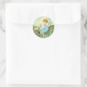 Sticker Rond Ange Vintage Avec Agneaux (Sac)
